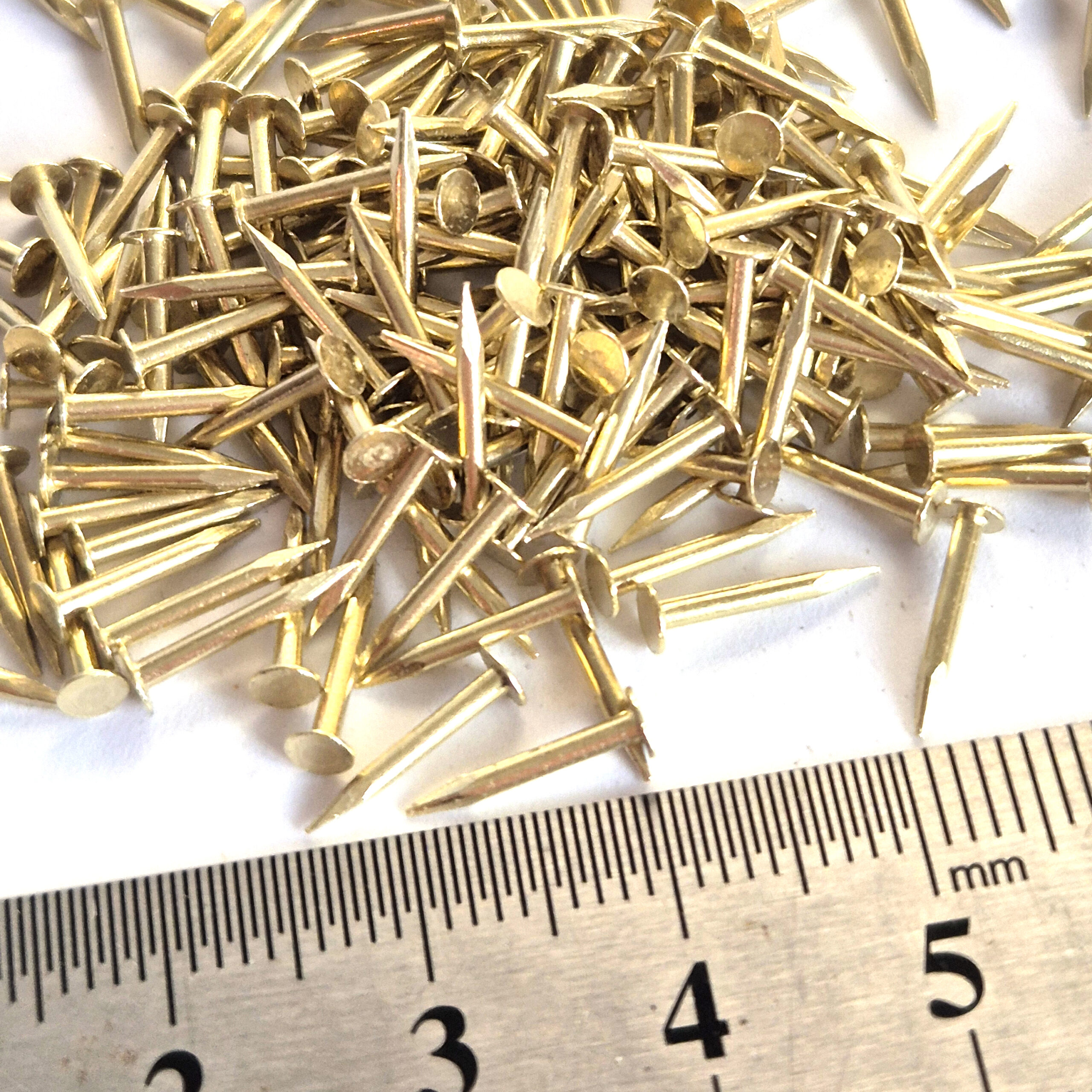 Solid Brass Tack Nails, Brads, Escutcheon Pins: Shank 1.2mm (G18) Small, Tiny, Precise - Image 10