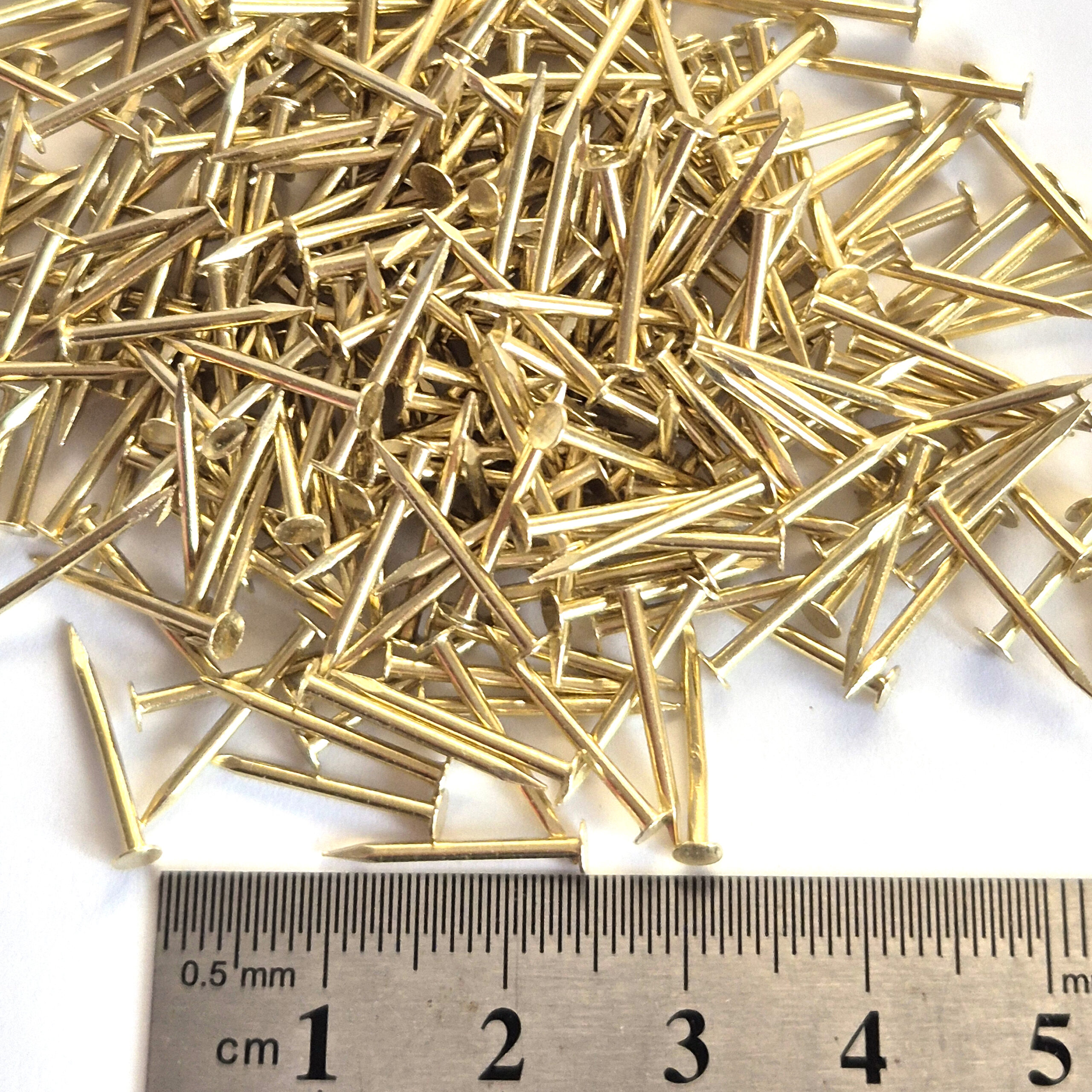 Solid Brass Tack Nails, Brads, Escutcheon Pins: Shank 1.2mm (G18) Small, Tiny, Precise - Image 9
