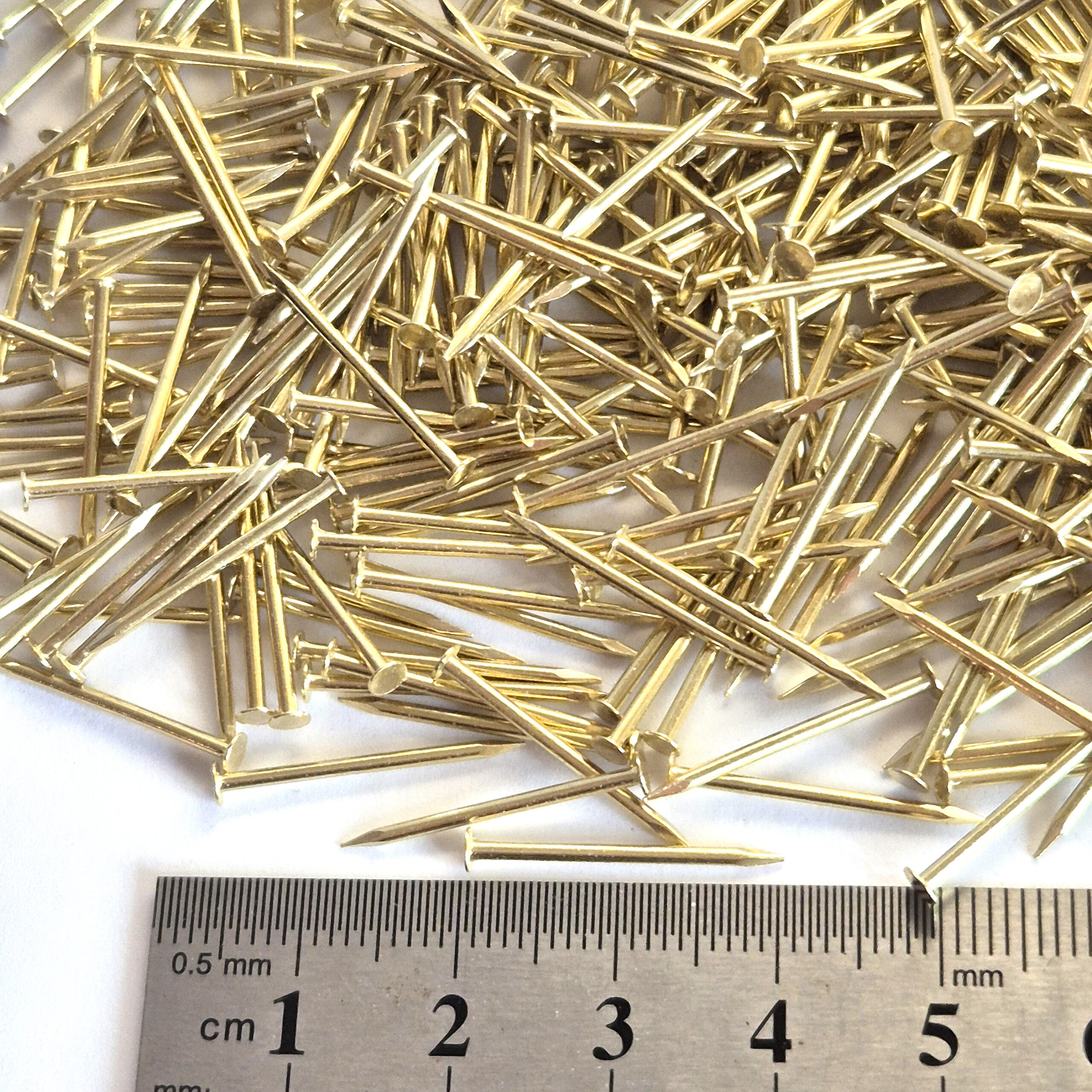Solid Brass Tack Nails, Brads, Escutcheon Pins: Shank 1.2mm (G18) Small, Tiny, Precise - Image 7