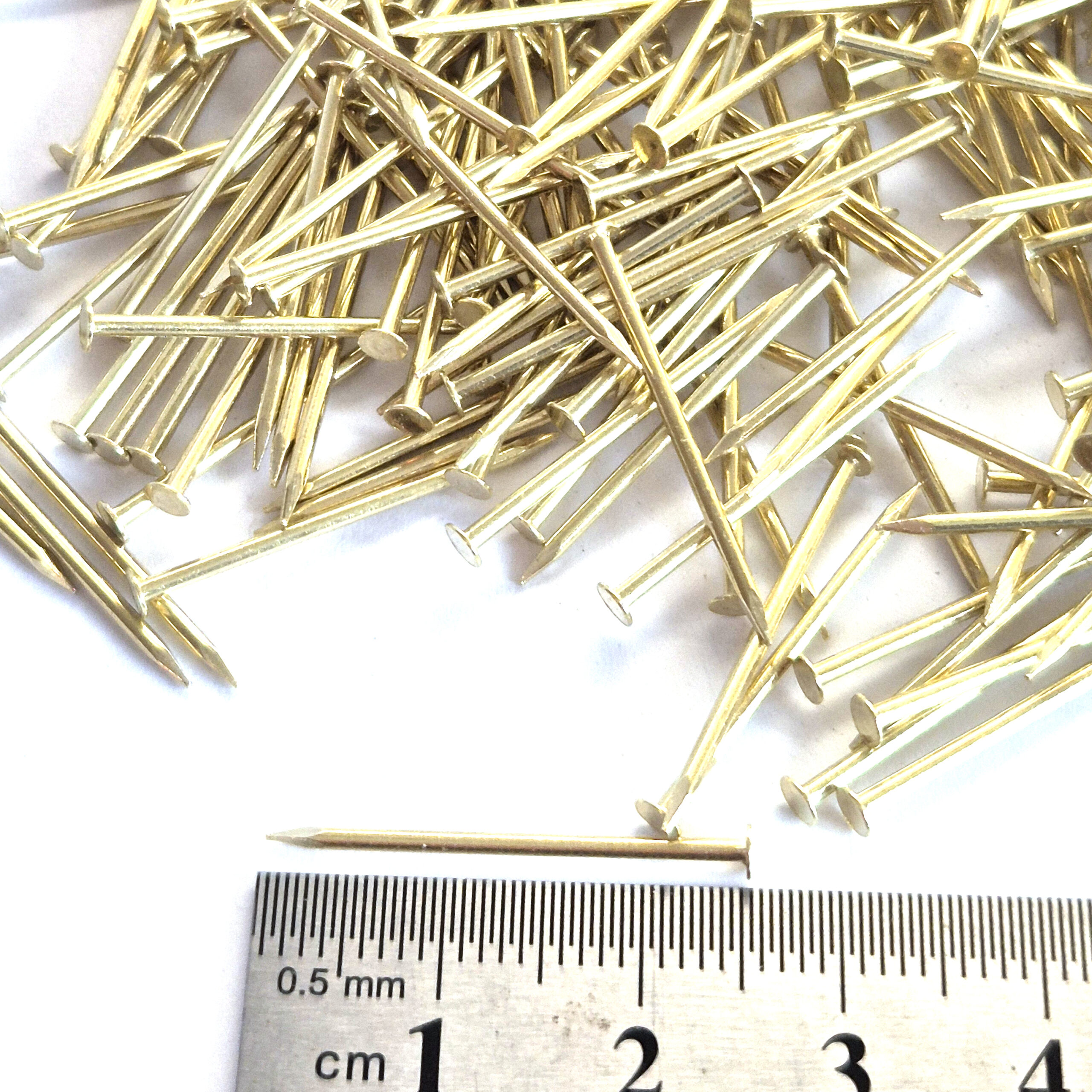 Solid Brass Tack Nails, Brads, Escutcheon Pins: Shank 1.2mm (G18) Small, Tiny, Precise - Image 4